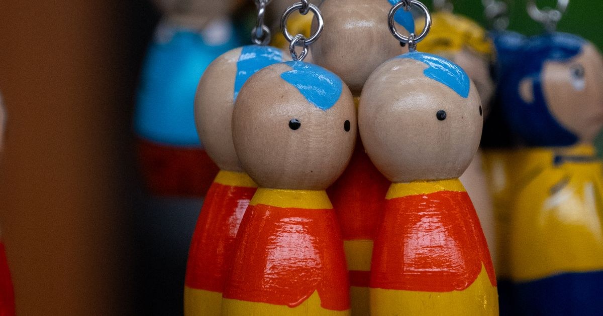 Colorful keychains hanging together