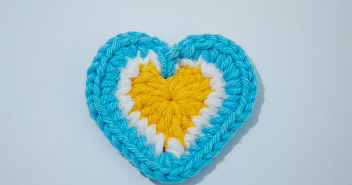 Handmade crocheted heart with yarn
